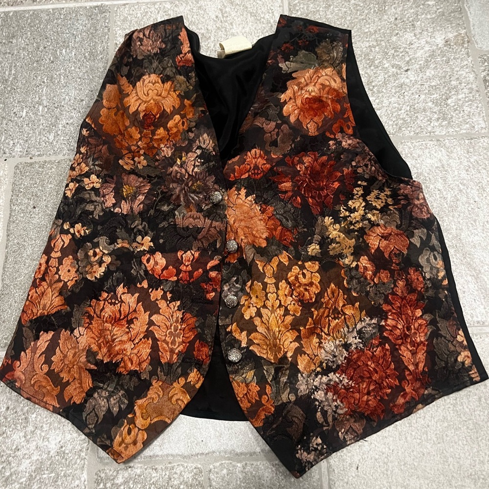 Vintage Sostanza Floral Tapestry Vest • Baroque Brocade Waistcoat